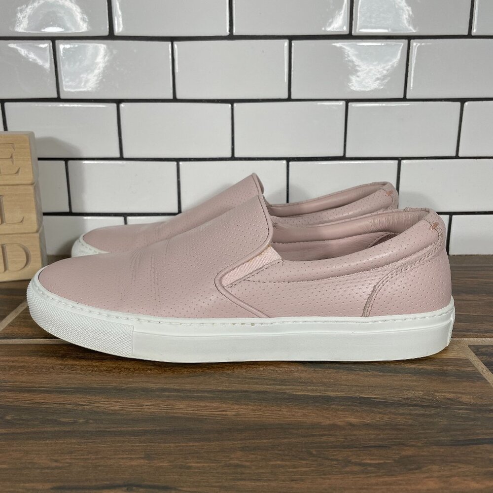 Greats The Wooster Shoes Womens Size 9 Pink Perforated Leather Slip On Sneakers